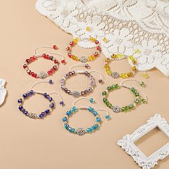 7Pcs 7 Style 7 Chakra Antique Silver Alloy Link Bracelets Set&nbsp;BJEW-JB08883