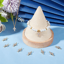 Brass Micro Pave Clear Cubic Zirconia Charms&nbsp;KK-BBC0007-23