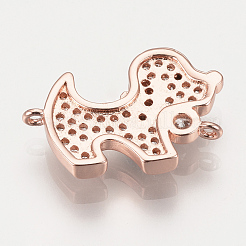 Brass Micro Pave Cubic Zirconia Puppy Links connectors&nbsp;X-ZIRC-Q001-161RG