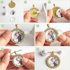 DIY Flat Round Pendant Brooch Making Kits&nbsp;DIY-CA0004-03