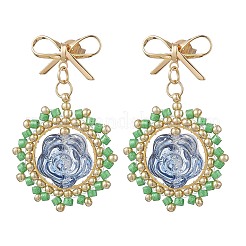 Flower Glass Dangle Stud Earrings&nbsp;EJEW-MZ00522-02