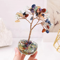 1Pc Natural Mixed Gemstone Chips Tree of Life Decorations&nbsp;DJEW-DJ0001-08A