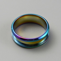 201 Stainless Steel Grooved Finger Ring Settings&nbsp;RJEW-WH0010-08D-MC-1