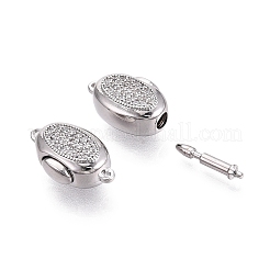 Brass Micro Pave Clear Cubic Zirconia Box Clasps&nbsp;KK-Q074-06P