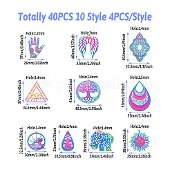 40Pcs 10 Style 201 & 304 Stainless Steel Pendants&nbsp;STAS-BY0001-16