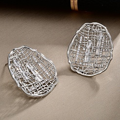 Brass & Clear Cubic Zirconia Stud Earrings for Women&nbsp;FS-WG2B6A6-02