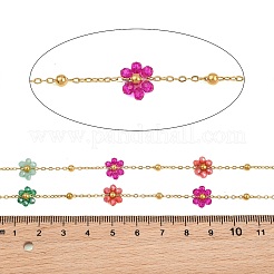 Glass & 304 Stainless Steel Cable Chain Beaded Chains&nbsp;SA-CBAD321-03C