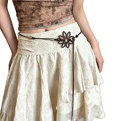 Boho Wood Hollow Flower Linen Tie Waist Belts for Women&nbsp;FS-WG0843E-01