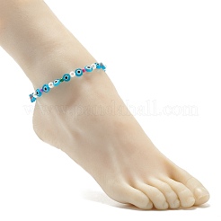 Evil Eye Handmade Lampwork Beaded Anklets for Women&nbsp;AJEW-AN00477