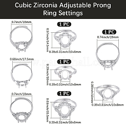 4Pcs 4 Styles Brass Micro Pave Cubic Zirconia Adjustable Rings Settings&nbsp;KK-BBC0024-14A