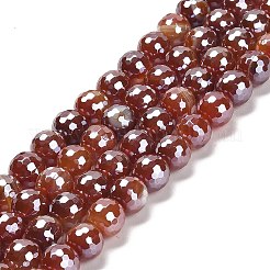Electroplated Natural Agate Round Beads Strands&nbsp;G-L598-A01-03C
