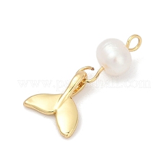Natural Cultured Freshwater Pearl & Brass Pendants&nbsp;KK-U062-15G