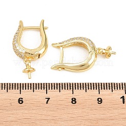 Brass Micro Pave Clear Cubic Zirconia Hoop Earring Findings&nbsp;KK-Z158-04G