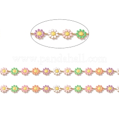 Ion Plating(IP) 304 Stainless Steel Daisy Flower Link Chains with Enamel&nbsp;AJEW-J035-03G-13