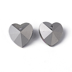 Faceted Heart Electroplated Glass Pendants&nbsp;X-EGLA-R082-04
