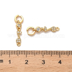Brass Pave Clear Cubic Zirconia Musical Note Connector Charms&nbsp;KK-H515-15G