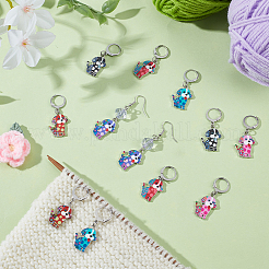 12Pcs 6 Styles Dog Alloy Enamel Pendant Locking Stitch Markers&nbsp;HJEW-NB00264