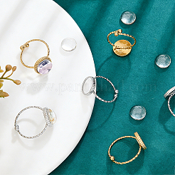 8Pcs 2 Colors 304 Stainless Steel Open Cuff Ring Component&nbsp;STAS-BBC0010-40