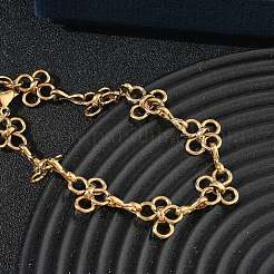 304 Stainless Steel Flower Link Chain Bracelets&nbsp;SA-CBA2696-21G
