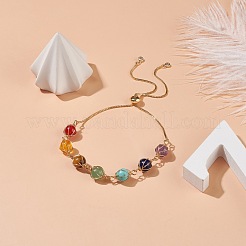 Natural & Synthetic Mixed Gemstone Braided Link Slider Bracelet&nbsp;BJEW-TA00137-02