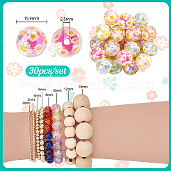 30Pcs Printed Transparent Acrylic Beads&nbsp;MACR-PH0002-09