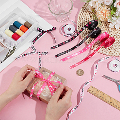 6 Rolls 6 Styles Ribbon Theme Polyester Ribbon/Heart/Word Printed Ribbon&nbsp;OCOR-PH0005-32