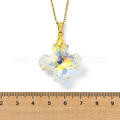 Religion Clear AB K9 Glass Rhinestone Cross Pendant 304 Stainless Steel Cable Chain Necklaces for Women&nbsp;NJEW-JN06179
