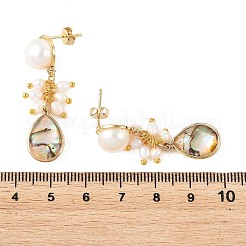 Brass Enamel Imitation Abalone Shell Stud Dangle Earrings&nbsp;EJEW-JE07304-02