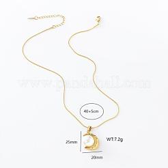 3Pcs Vintage Stainless Steel Pave Imitation Pearl Moon Pendant Necklaces for Women&nbsp;GQ0177