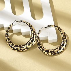 Leopard Print Alloy Hoop Earrings for Women&nbsp;EJEW-K304-03G