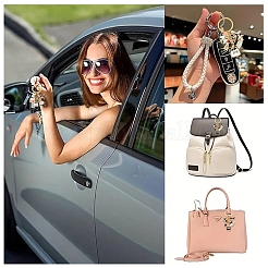 Alloy Enamel & Rhinestone & Plastic Pearl Keychain&nbsp;KEYC-YW00151-01