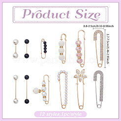 2 Bags 2 Styles Alloy Charm Safety Pin Brooches&nbsp;JEWB-ME0001-05