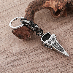 Vintage 304 Stainless Steel Raven Skull Keychains&nbsp;VE1256