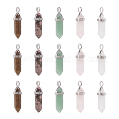 5Pcs 5 Style Natural Gemstone Pointed Pendants&nbsp;G-FS0001-26