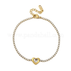 304 Stainless Steel Cubic Zirconia Link Chain Bracelets for Women&nbsp;NJEW-Z067-01G-02