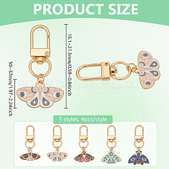 20Pcs 5 Styles Moth Alloy Enamel Pendant Decorations&nbsp;HJEW-PH02257