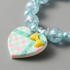 Cute Plastic Charm Stretch Bracelet with Round Beaded for Women&nbsp;BJEW-TAC0009-02A