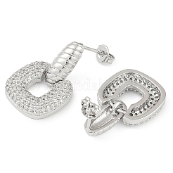 Square Clear Cubic Zirconia Dangle Earrings&nbsp;EJEW-Q387-06P