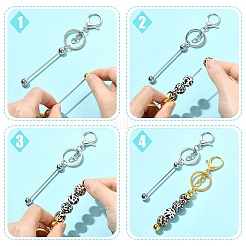 5Pcs 5 Colors Alloy Bar Beadable Keychain for Jewelry Making DIY Crafts&nbsp;KEYC-YW0001-32