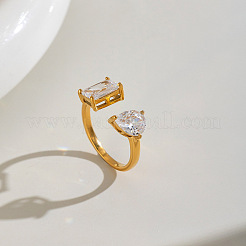 304 Stainless Steel Pave Cubic Zirconia Cuff Open Rings for Women&nbsp;LI9548
