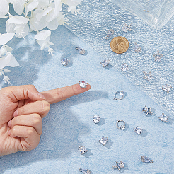 30Pcs 5 Styles Alloy Cubic Zirconia Pendants&nbsp;ZIRC-FH0001-48