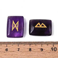 25Pcs Rectangle Natural Amethyst Rune Stones with Elder Futhark Alphabet Engraved&nbsp;G-T142-33