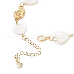 3Pcs 3 Styles Natural Freshwater Shell Beads & 304 Stainless Steel Connector Charms Link Bracelets for Women&nbsp;BJEW-JB12216