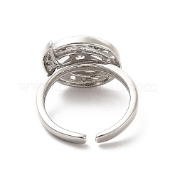 Clear Cubic Zirconia Moon & Star Open Cuff Ring&nbsp;RJEW-C055-03P