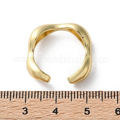 Rack Plating Brass Twist Wave Open Cuff Rings for Women&nbsp;RJEW-Q777-08G