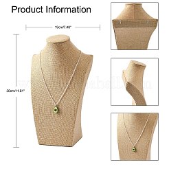 Wooden Covered with Imitation Burlap Necklace Displays&nbsp;NDIS-K001-B16