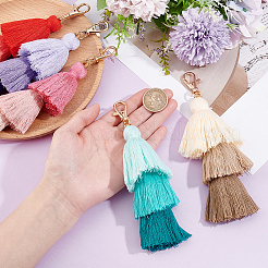 5Pcs 5 Colors Polyester Cord Gradient Color Tassel Pendant Decorations&nbsp;AJEW-BBC0001-11