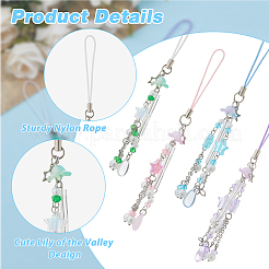 4Pcs Acrylic & Glass Mobile Straps&nbsp;HJEW-HS00026