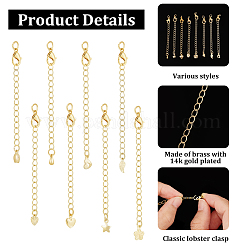 24Pcs 8 Styles Brass Curb Chain Extenders&nbsp;KK-GA0001-52LG