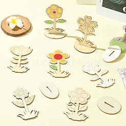 6 Styles DIY Unfinished Wood Flowers Cutout&nbsp;WOOD-CJ0002-30